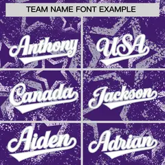 Purple Star Pattern Varsity Letterman Bomber Jacket 3