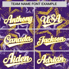 Purple Star Pattern Varsity Letterman Bomber Jacket 3