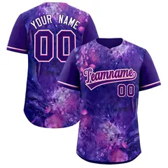 Purple Starburst Pattern Authentic Baseball Jersey 1