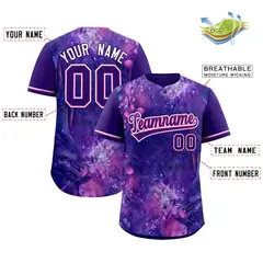 Purple Starburst Pattern Authentic Baseball Jersey 2