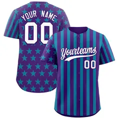Purple Teal American Flag Graffiti Baseball Jersey 1