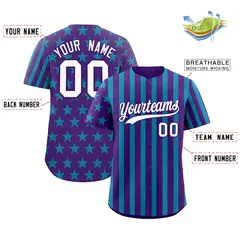 Purple Teal American Flag Graffiti Baseball Jersey 2
