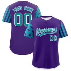 Purple Teal American Flag Raglan Sleeves Baseball Jersey 1