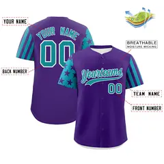 Purple Teal American Flag Raglan Sleeves Baseball Jersey 2