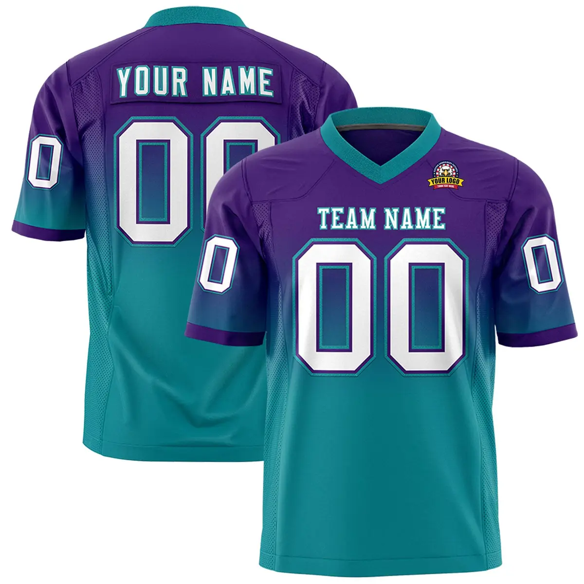 Purple Teal Gradient Fashion Authentic Football Jersey