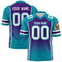 Purple Teal Gradient Side Pattern Authentic Football Jersey 1