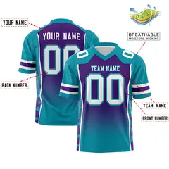 Purple Teal Gradient Side Pattern Authentic Football Jersey 2