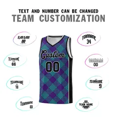 Purple Teal-Gray Grid Basketball Kits For Team 4