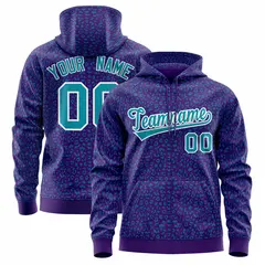 Purple Teal Leopard Print Varsity Letterman Jacket Hoodie 1