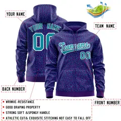 Purple Teal Leopard Print Varsity Letterman Jacket Hoodie 4