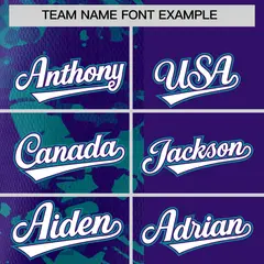 Purple Teal Split Graffiti Raglan Sleeve Baseball Jersey 3