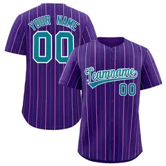 Purple Teal White Bi-Color Striped Baseball Jersey 1