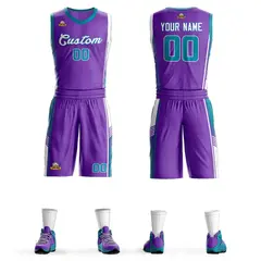 Purple Teal-White Classic Sets Basketball Jersey