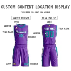 Purple Teal-White Classic Sets Basketball Jersey 3