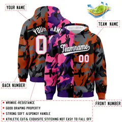 Purple Texas Orange Two Tone Full-Snap Varsity Letterman Jacket Hoodie 4