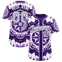 Purple Tie-Dye Graffiti Authentic Baseball Jersey 1