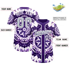 Purple Tie-Dye Graffiti Authentic Baseball Jersey 2