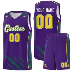 Purple Tiger Claw Pattern Basketball Jersey Sports Uniform 1