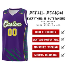 Purple Tiger Claw Pattern Basketball Jersey Sports Uniform 2
