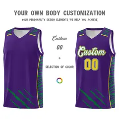 Purple Tiger Claw Pattern Basketball Jersey Sports Uniform 3