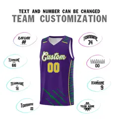 Purple Tiger Claw Pattern Basketball Jersey Sports Uniform 4