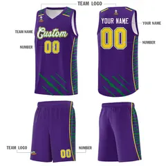 Purple Tiger Claw Pattern Basketball Jersey Sports Uniform 5