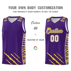 Purple Tiger Claw Pattern Basketball Jersey Sports Uniform 3