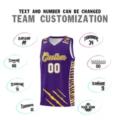 Purple Tiger Claw Pattern Basketball Jersey Sports Uniform 4