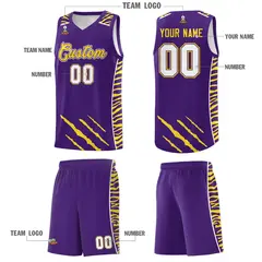 Purple Tiger Claw Pattern Basketball Jersey Sports Uniform 5