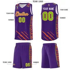 Purple Tiger Claw Pattern Basketball Jersey Sports Uniform 5