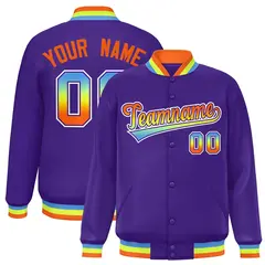 Purple Varsity Full-Snap Gradient Font Letterman Jacket 1