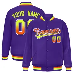 Purple Varsity Full-Snap Gradient Font Letterman Jacket 1