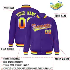 Purple Varsity Full-Snap Gradient Font Letterman Jacket 2
