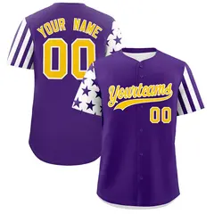 Purple White American Flag Raglan Baseball Jersey