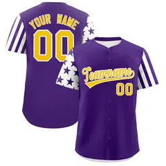 Purple White American Flag Raglan Baseball Jersey 12