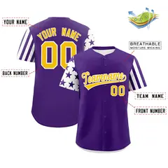Purple White American Flag Raglan Baseball Jersey 13