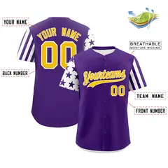 Purple White American Flag Raglan Baseball Jersey 2