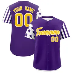 Purple White American Flag Raglan Baseball Jersey 24