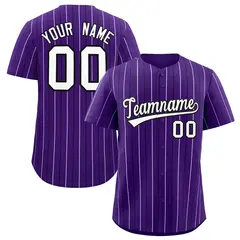 Purple White and Black Bi-Color Stripes Baseball Jersey 1