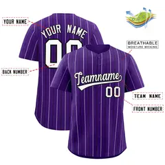 Purple White and Black Bi-Color Stripes Baseball Jersey 2