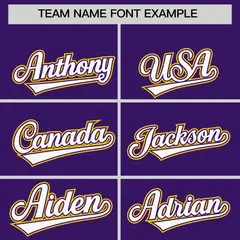 Purple White and Gold Raglan Sleeves Baseball Jersey 3