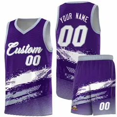 Purple White and Gray Graffiti Basketball Jersey 1