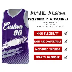 Purple White and Gray Graffiti Basketball Jersey 2