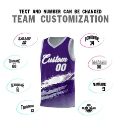 Purple White and Gray Graffiti Basketball Jersey 4