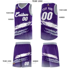 Purple White and Gray Graffiti Basketball Jersey 5