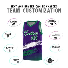 Purple White and Kelly Green Graffiti Basketball Jersey 4