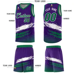 Purple White and Kelly Green Graffiti Basketball Jersey 5