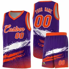 Purple White and Orange Graffiti Pattern Basketball Jersey