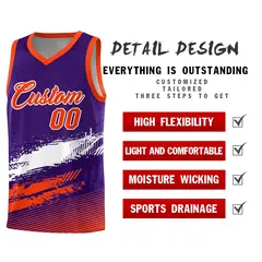 Purple White and Orange Graffiti Pattern Basketball Jersey 2