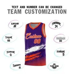 Purple White and Orange Graffiti Pattern Basketball Jersey 4